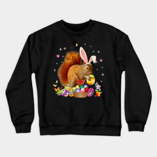 Cute Squirrel Easter Day Bunny Eggs Easter Costume Crewneck Sweatshirt